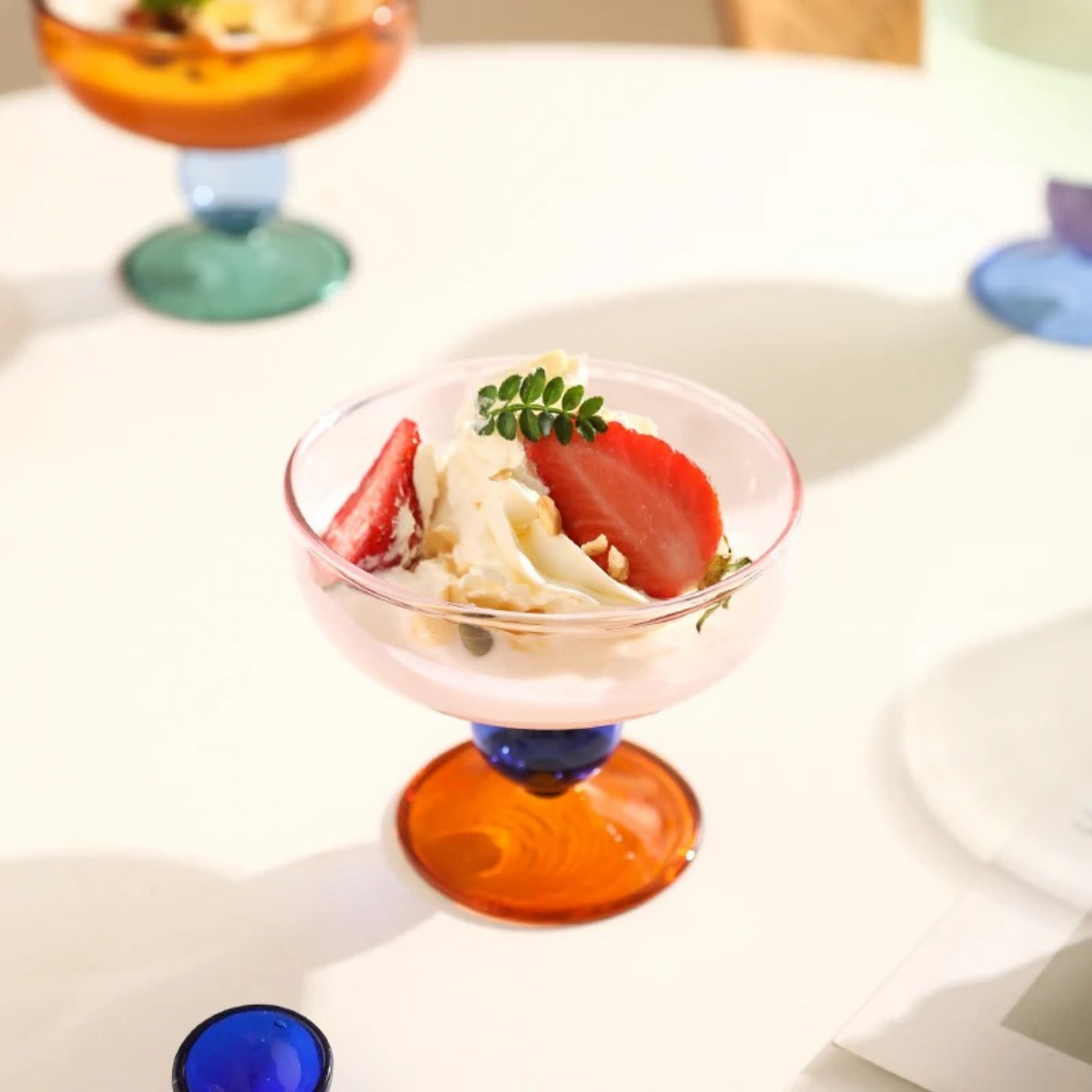 Dessert cups (set of 4 along with dessert spoons in borosilicate)