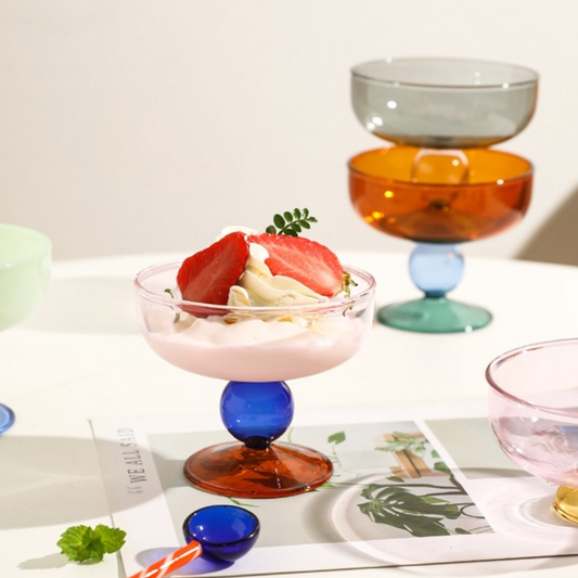 Dessert cups (set of 4 along with dessert spoons in borosilicate)