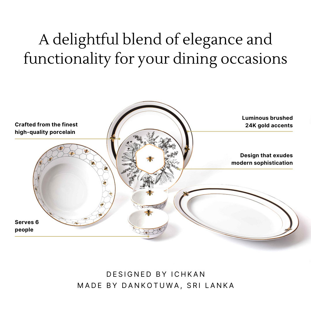 21 pc Dinner set | Black | Bee