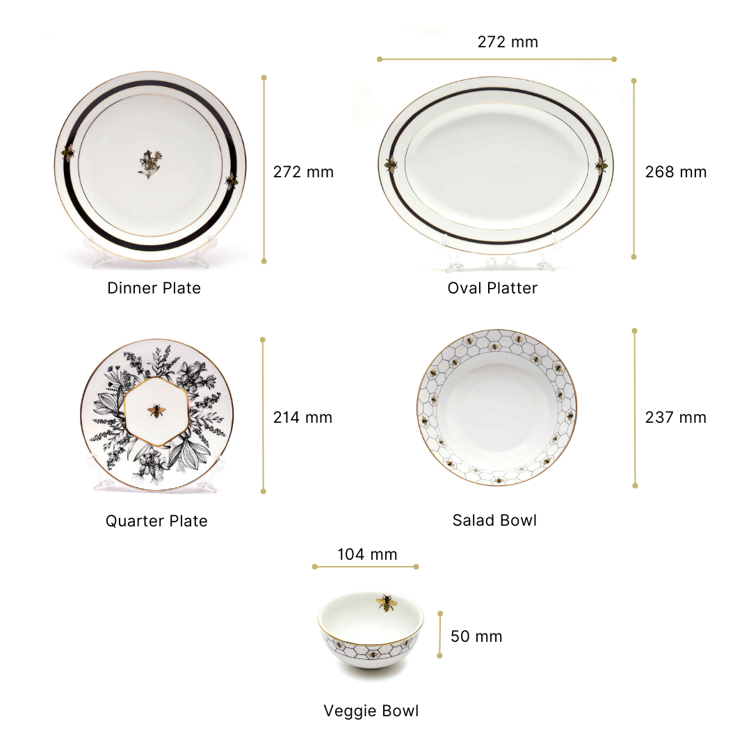 21 pc Dinner set | Black | Bee