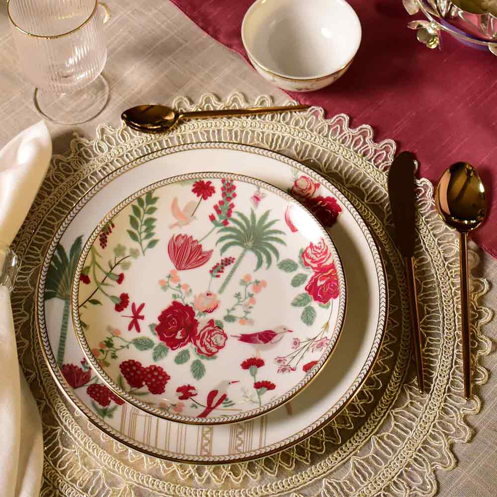 21 pc Dinner set | Red | Mughal Garden