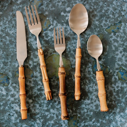 Bamboo and  stainless steel cutlery