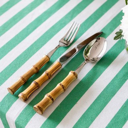 Bamboo and  stainless steel cutlery