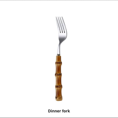 Bamboo and  stainless steel cutlery