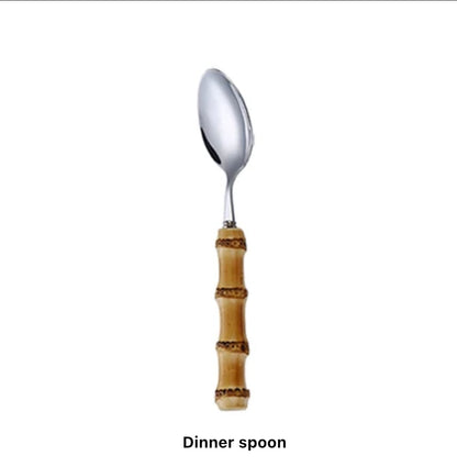 Bamboo and  stainless steel cutlery