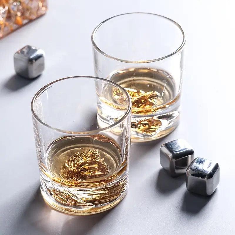 GUILDED MAGESTY LION/EAGLE WHISKEY GLASS (SET OF 4)