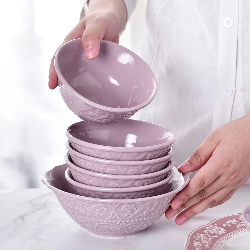 LAVENDER BLOOM (Embossed serving bowl)