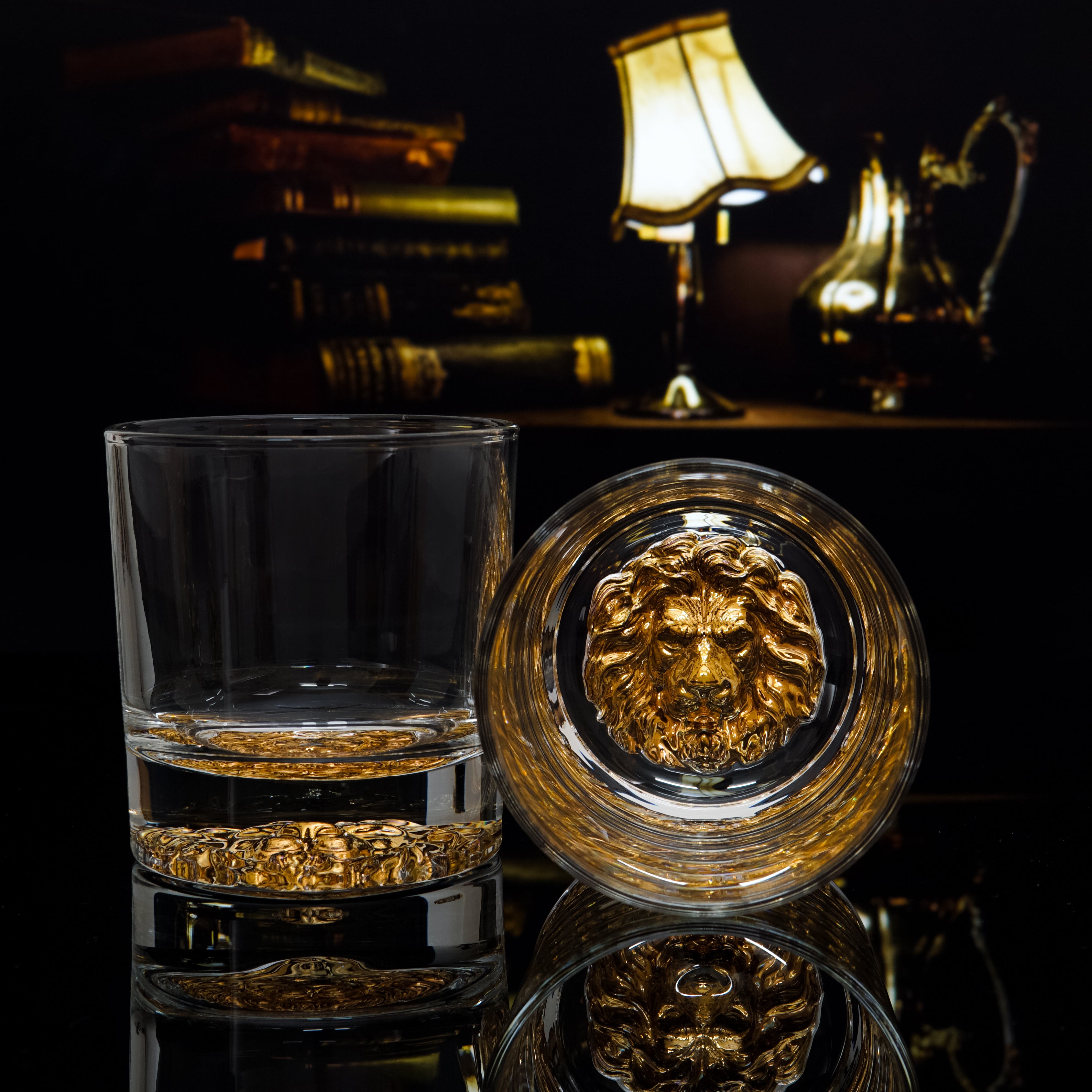 GUILDED MAGESTY LION/EAGLE WHISKEY GLASS (SET OF 4)