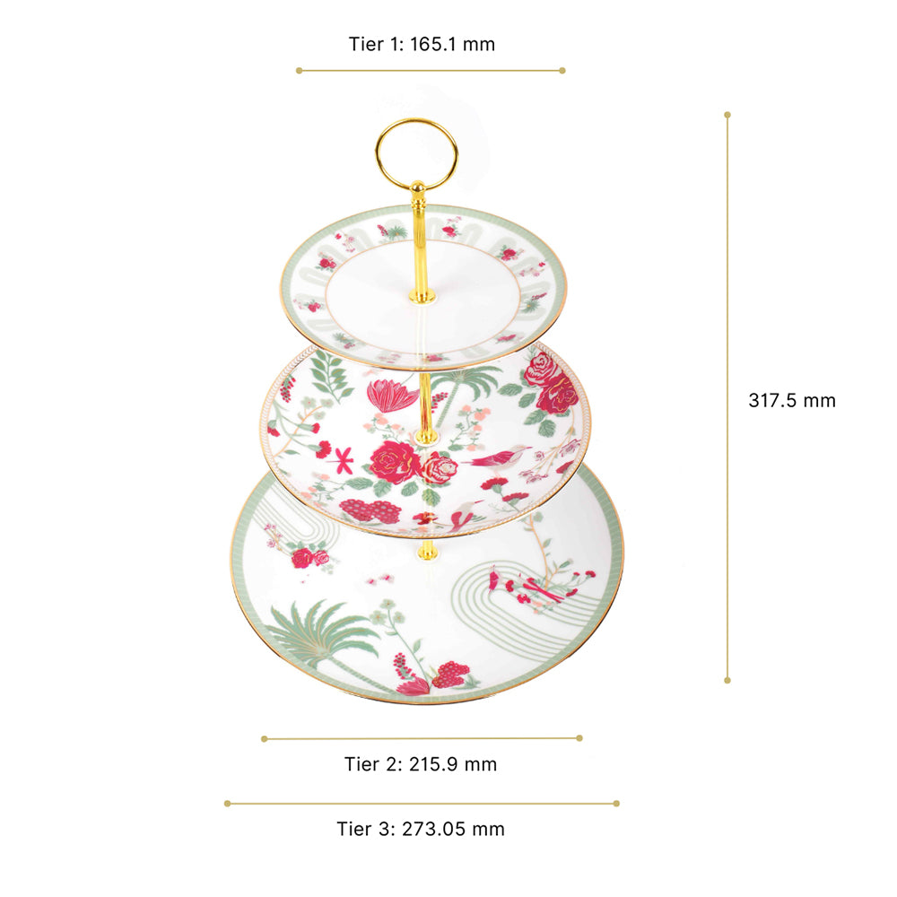 3 Tier Dessert Platter | Red | Mughal Garden