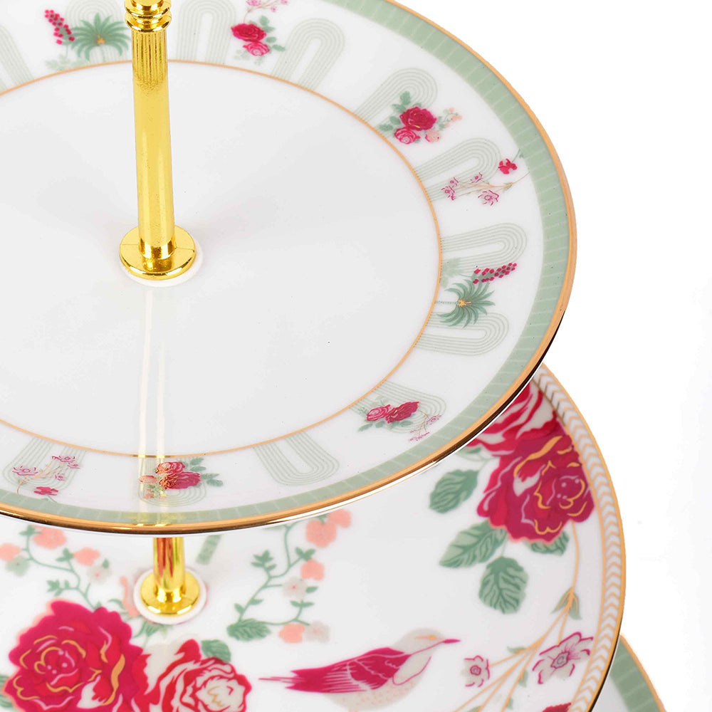 3 Tier Dessert Platter | Red | Mughal Garden