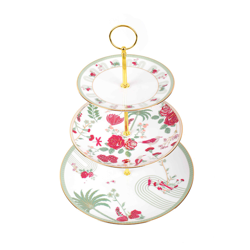 3 Tier Dessert Platter | Red | Mughal Garden