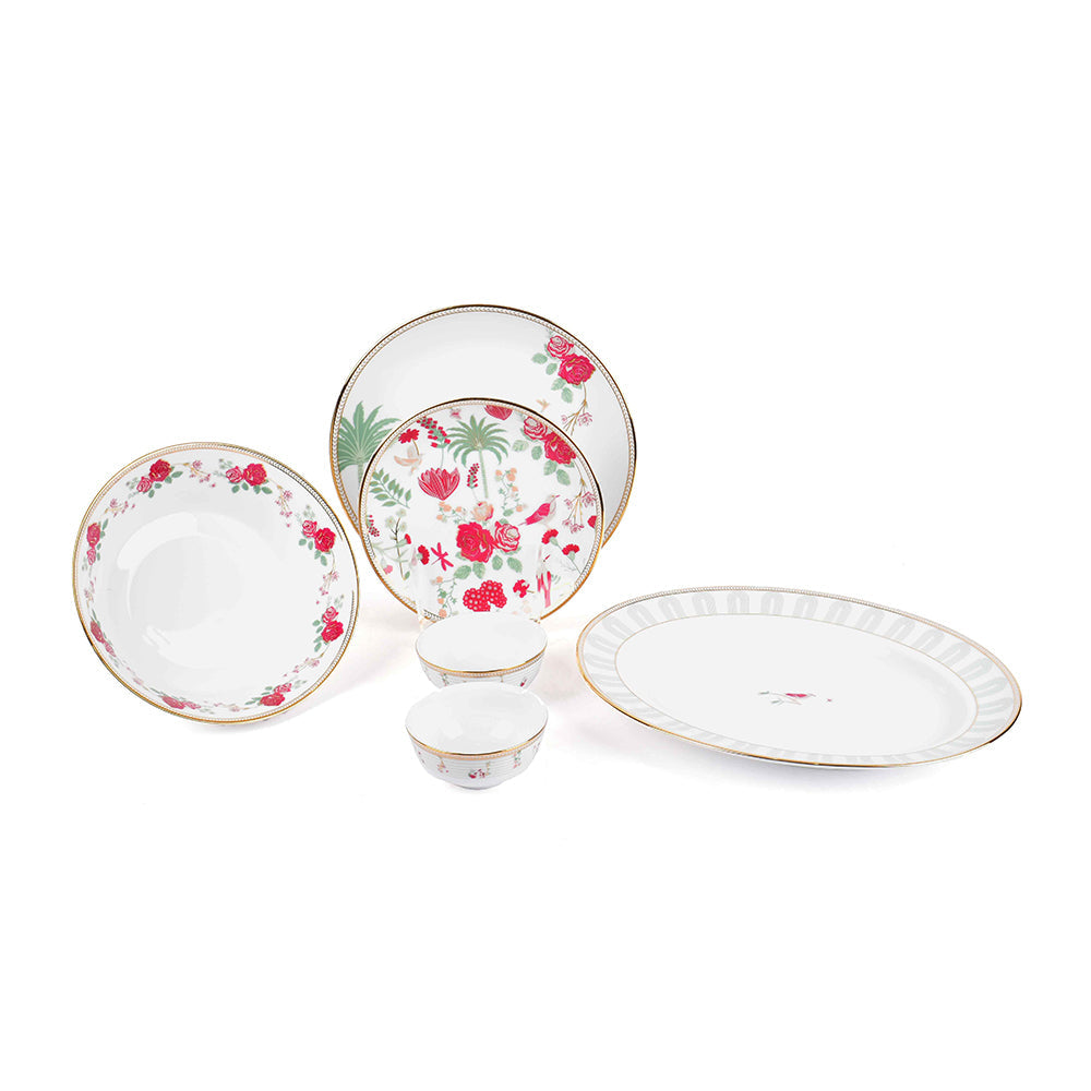 21 pc Dinner set | Red | Mughal Garden