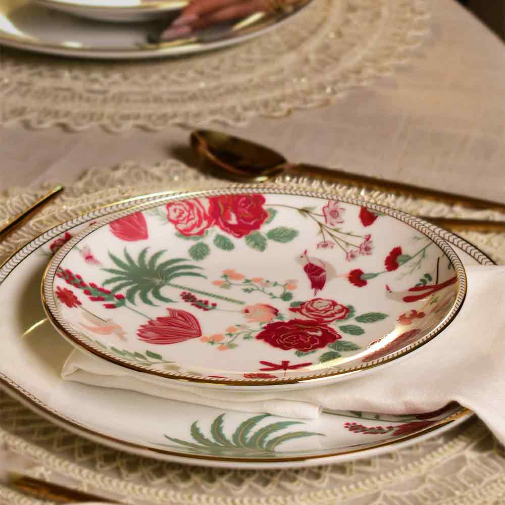 21 pc Dinner set | Red | Mughal Garden
